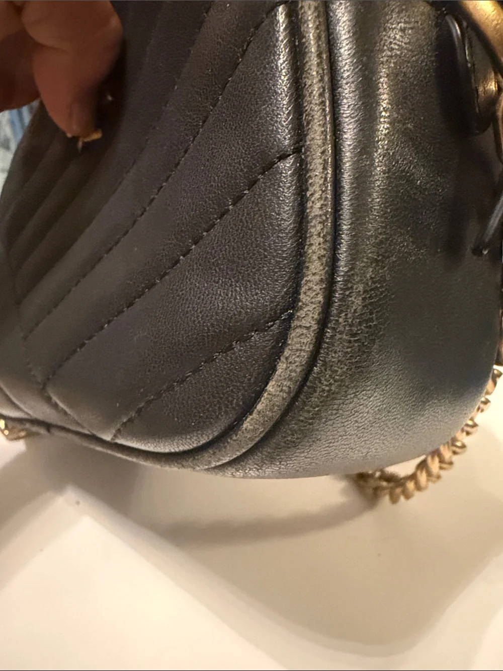Tory Burch Kira Black Quilted Camera Bag with Gold Logo